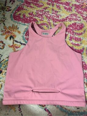 Five Pink Racerback Crop Tank Top
